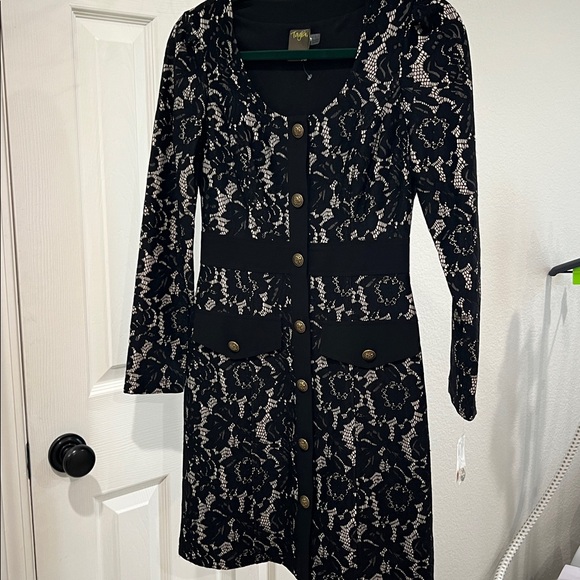 Taylor lace mini-dress - NWT - black lace overlay.  Size 2 - Picture 9 of 11